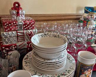 Christmas dishes and glasses