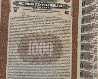 Michigan central station railroad bond