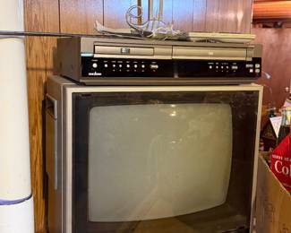 Vintage tube television and dvd/vhs player