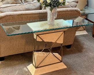 Glass top sofa table 
