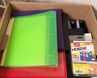 Binders and office supplies