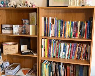 Book shelves, books