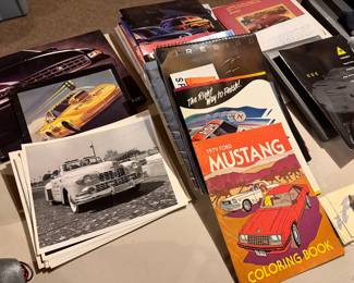 Vintage automotive literature, advertising photos