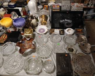 vintage ashtrays, over 70 of them