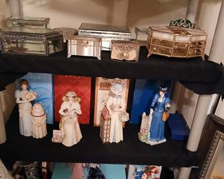 vintage jewelry boxes & porcelain figurines