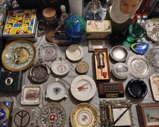 vintage ashtrays, over 70 of them