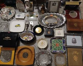 vintage ashtrays, over 70 of them