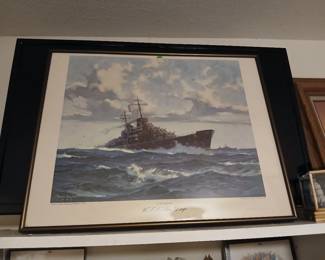 vintage naval ship art, print