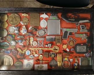 vintage lighters, coins, pins & others items