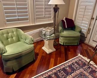 Swivel rockers. glass top