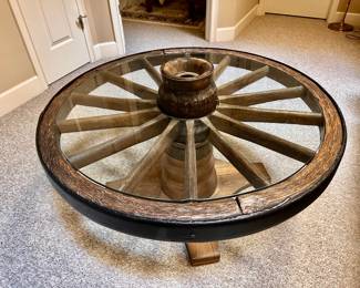Table made from a Real Wagon Wheel