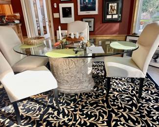 Modern Glass Top Table with 4 chairs