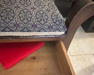 Antique Piano Bench with Storage Drawer third image