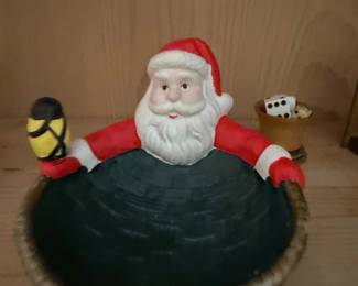 Ceramic Santa Claus Bowl with Dice