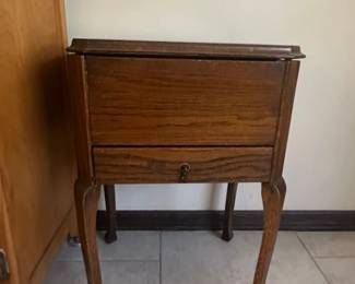 Antique Oak Sewing Cabinet with Drawer
