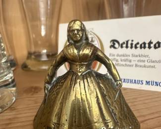 Brass Figural Bell  Crinoline Lady