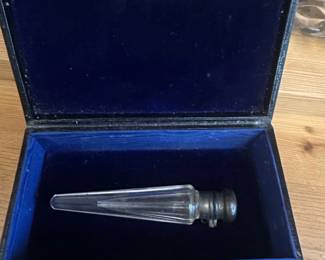 Antique Sterling Cut Crystal Cone Shaped Perfume Bottle c in Presentation Box