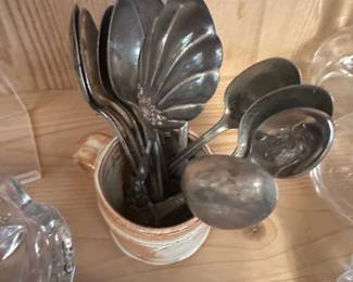 Antique Sterling Silver Rose  Shell Motif Spoons