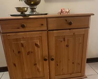 Vintage Brass Samovar with IKEA Leksvik Pine Sideboard