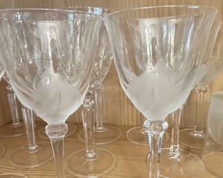 J.G. Durand Florence Frosted Floral Etched Crystal Glasses second image