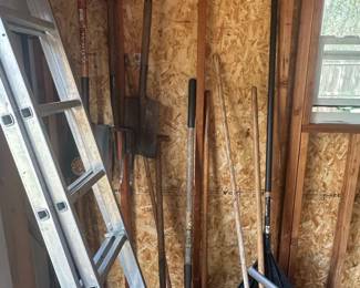 Assorted Garden Tools and Ladder