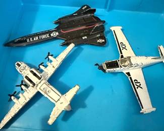 Collection of DieCast Model Airplanes, including SR Blackbird, Bomber, Biplane, Fighter Jet, and Helicopter second image