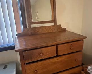 Antique Tiger Oak Dresser with Mirror