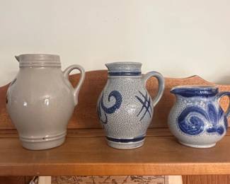 West German Salt Glazed Stoneware Pitchers