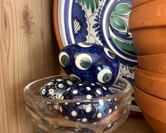HandPainted Ceramic Decorative Eggs with Evil Eye Motif