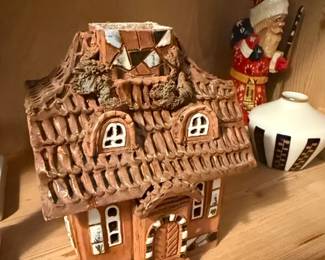 Handmade Ceramic Gingerbread House Figurine