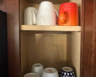 Assorted Ceramic Bakeware and Mugs including Pyrex, CorningWare, and Boleslawiecstyle pottery second image