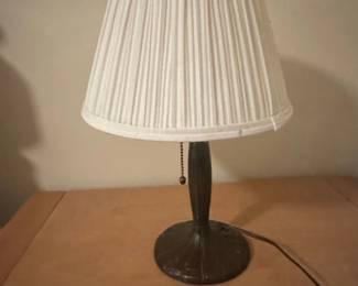 Vintage Art Deco Table Lamp with Pleated Fabric Shade