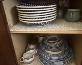 Bolesawiec Pottery Dinnerware Set  Polka Dot and Floral Patterns