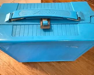 Vintage Aladdin Blue Plastic Lunch Box with Metal Clasp