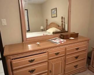 Light Oak Finish Dresser with Mirror by Stanley Furniture
