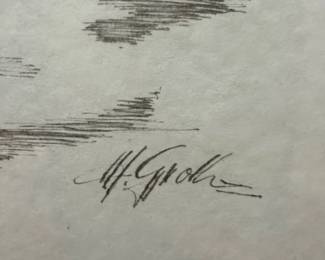 Pen and Ink Drawing of European Cityscape by H. Grobe second image