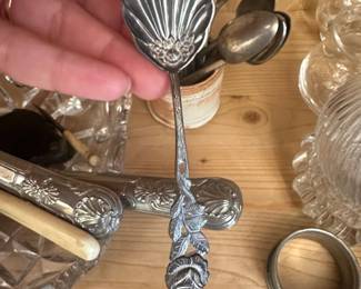 Antique Sterling Silver Rose  Shell Motif Spoons second image