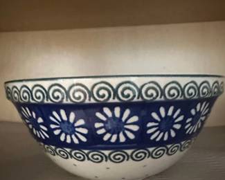 Polish Pottery Peacock Pattern Bowl