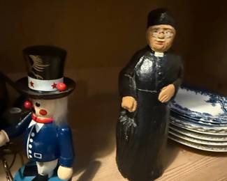Vintage Wooden Figurine of a Priest