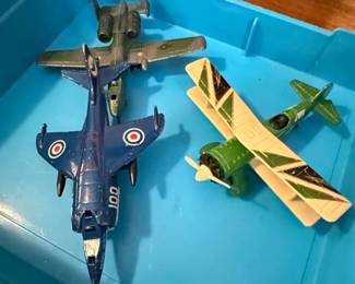 Collection of DieCast Model Airplanes, including SR Blackbird, Bomber, Biplane, Fighter Jet, and Helicopter third image