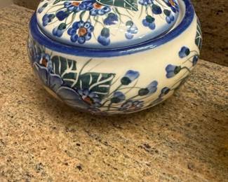 Polish Pottery Sugar Bowl with Lid