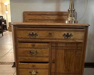 Antique Eastlake Style Oak Washstand