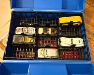 Vintage DieCast Toy Car Collection in Blue Carrying Case