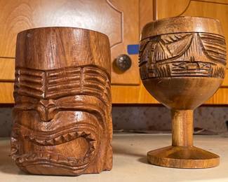 Carved Wooden Tiki Mug