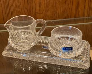 Gorham Crystal Sugar & Creamer Set W/ Tray