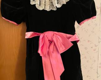 Vintage Girl's Velvet & Lace Dress