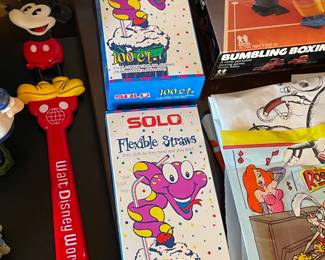 Vintage Mickey Mouse Back Stratcher & Solo Straws