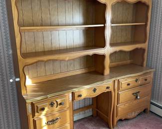 Wooden Wall Console Set W/ Bookcase & Desk