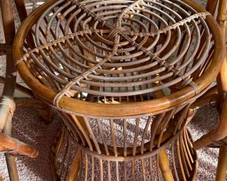 FABULOUS Vintage Mid-Century 2 Bamboo Chairs & Round Table Set By Franco Albini