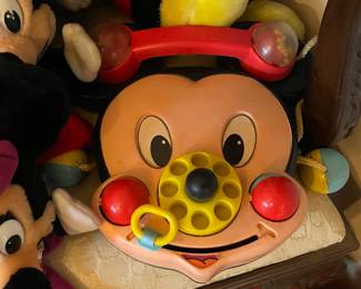 Vintage Mickey Mouse Crib Telephone Toy
